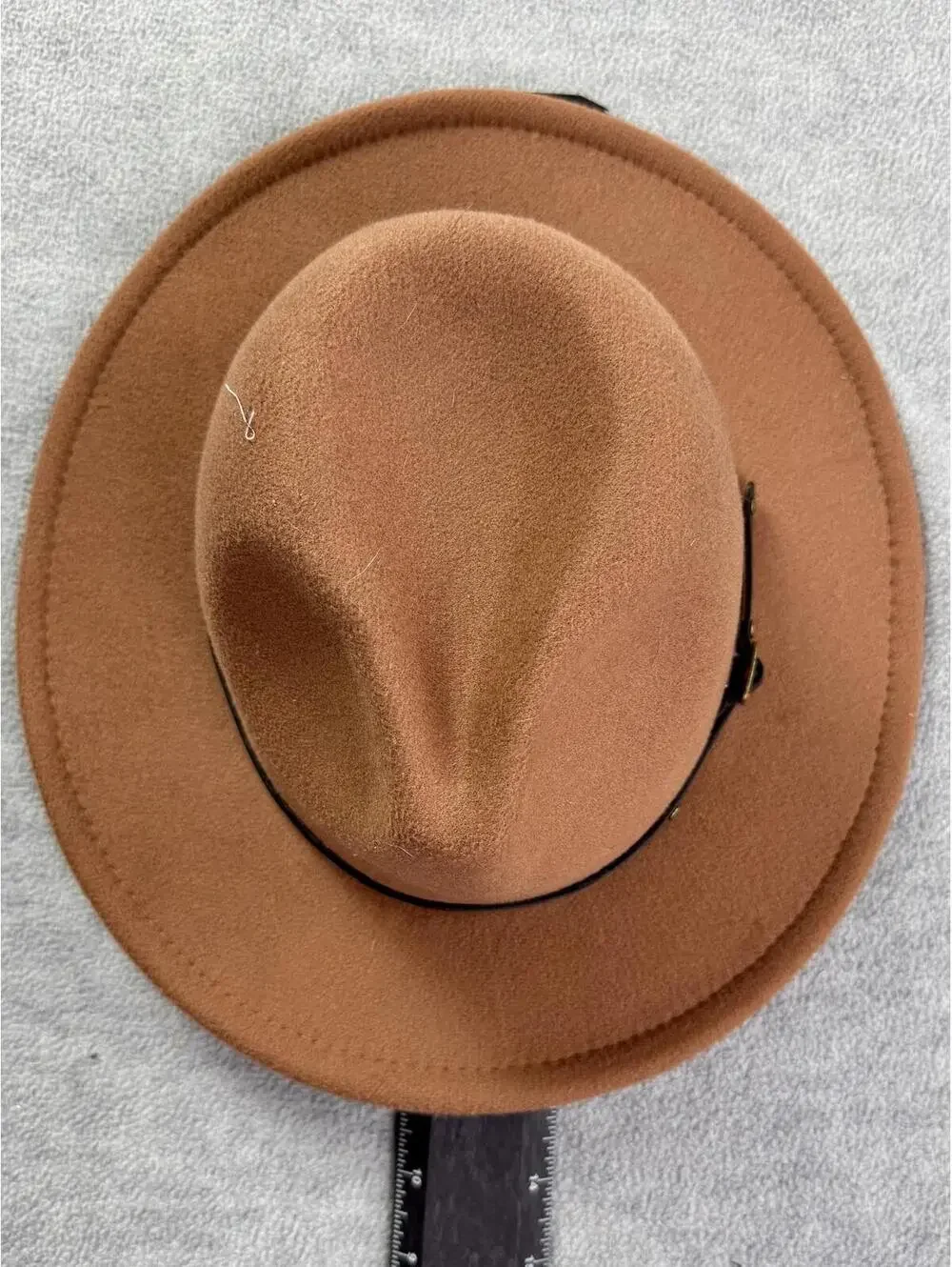 brown wool western‎ fedora hat leather band studded ranch style 21